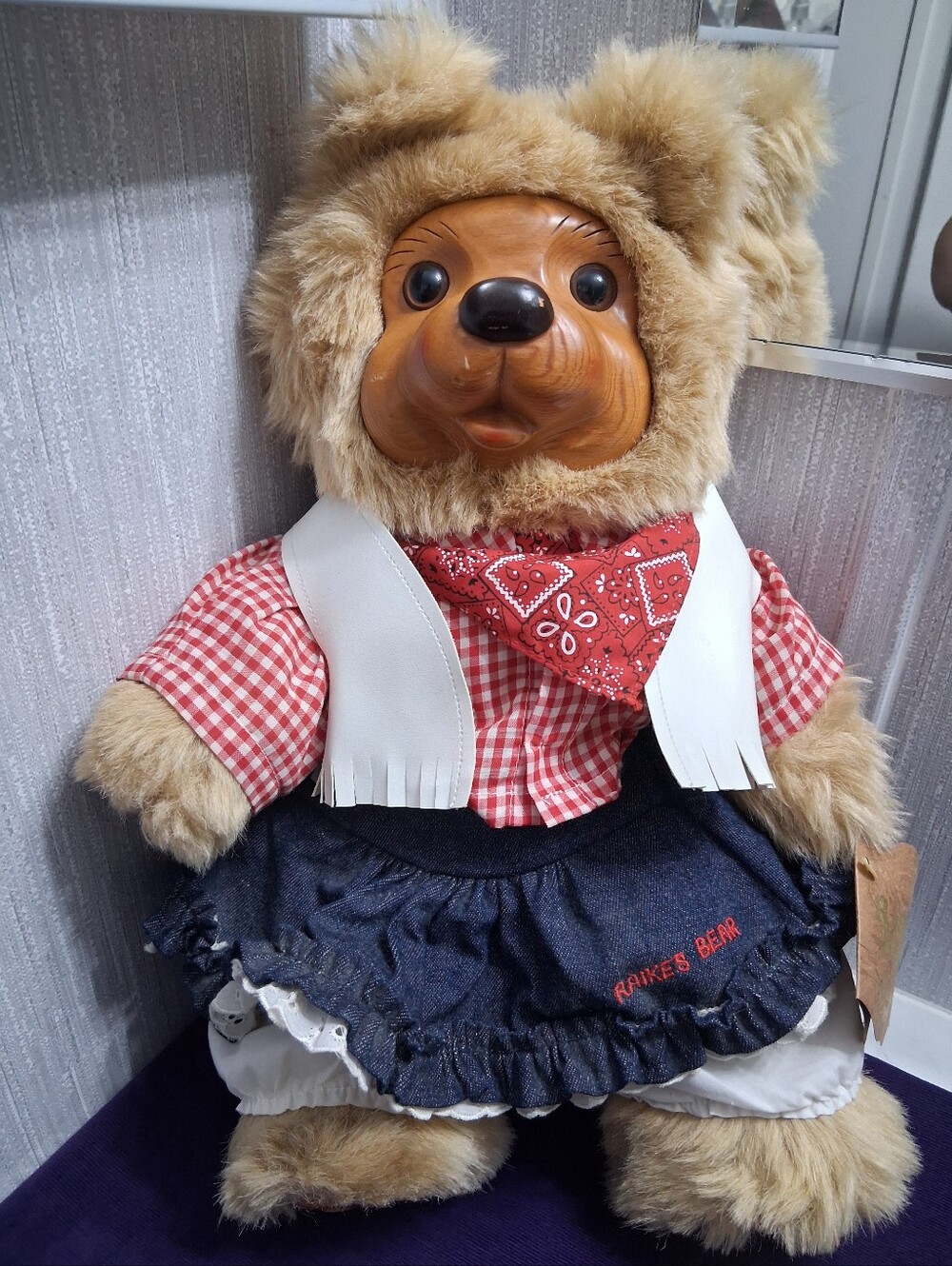 Vintage Signed Robert Raikes Bear BONNIE Wood Face 16" Limited Edition - Picture 5 of 10